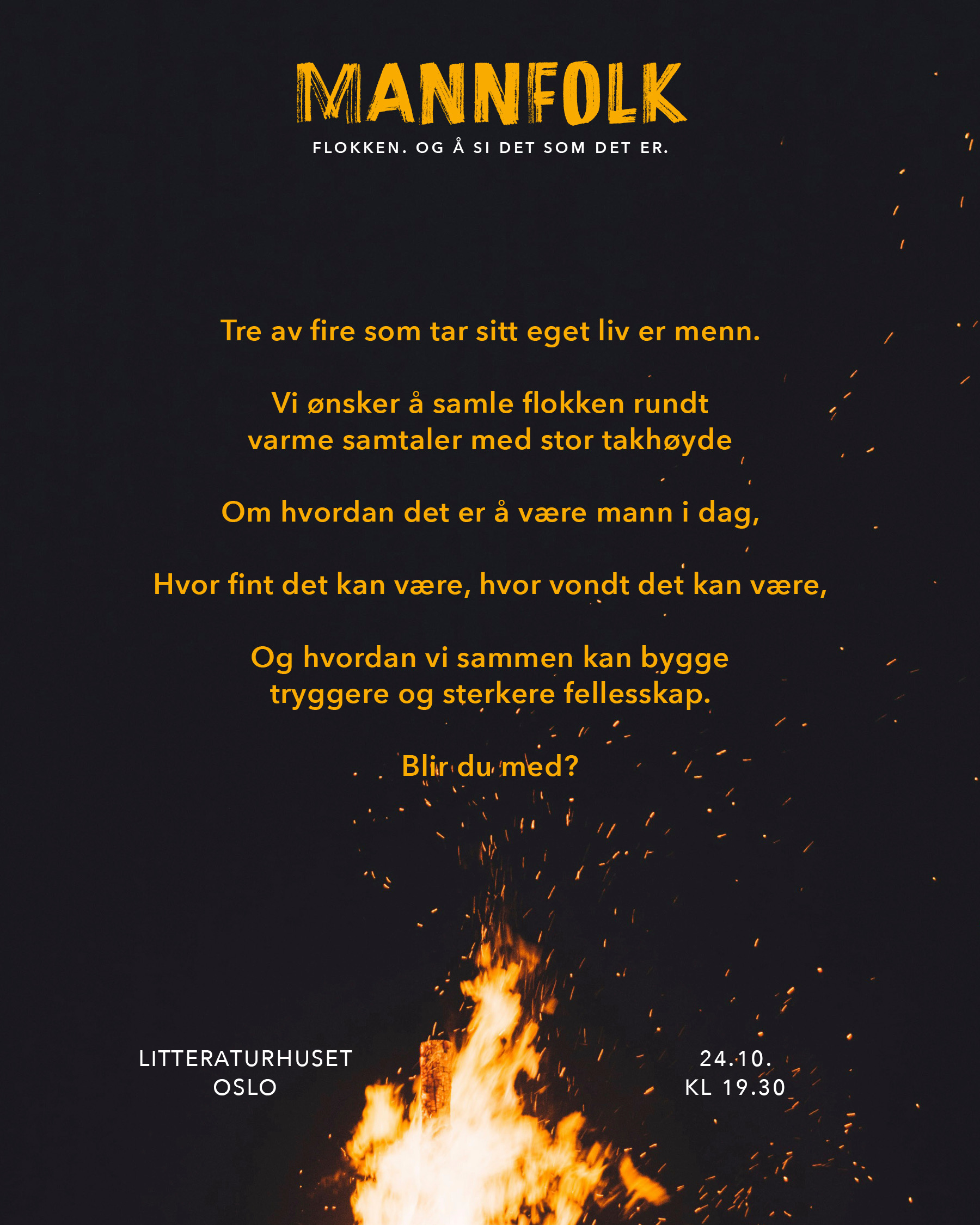 MANNFOLK – Flokken. Og å si det som det er. Forsideplakat.